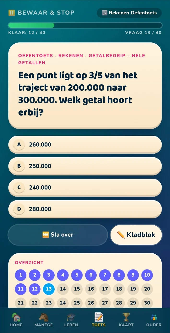 Voorbeeld van een oefentoetsvraag