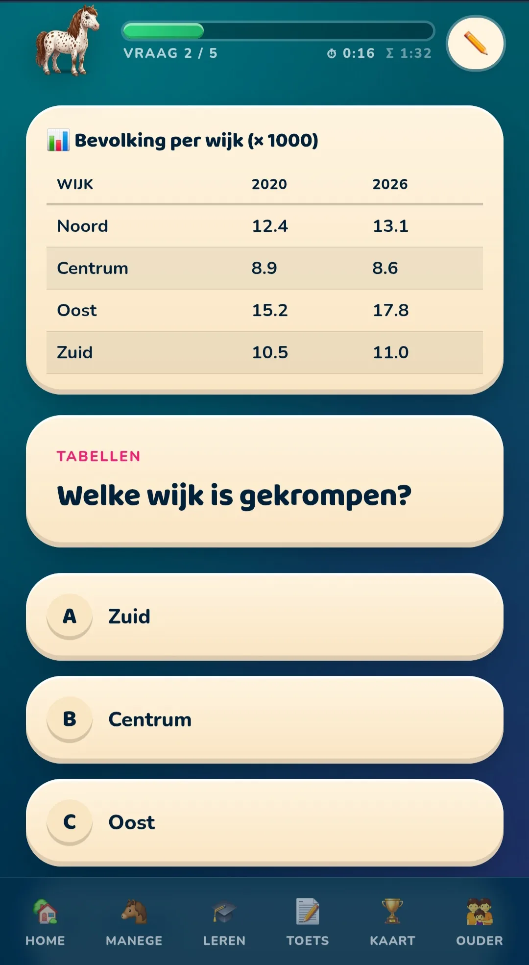 Oefenvraag met meerkeuze antwoorden